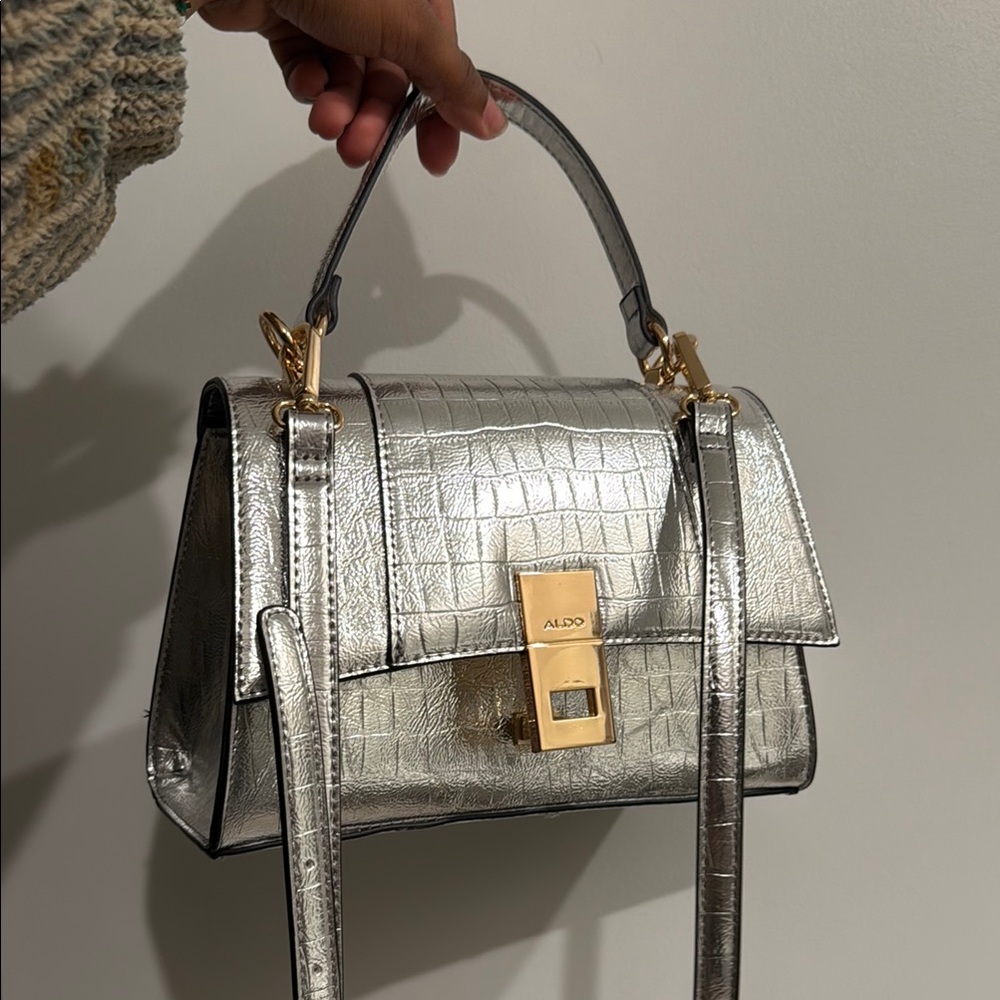Aldo Silver Croc-Embossed Women's Bag